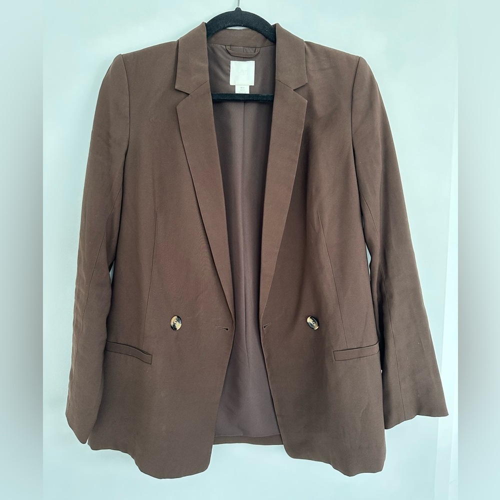 H&M Brown Tailored Blazer with Classic Lapel